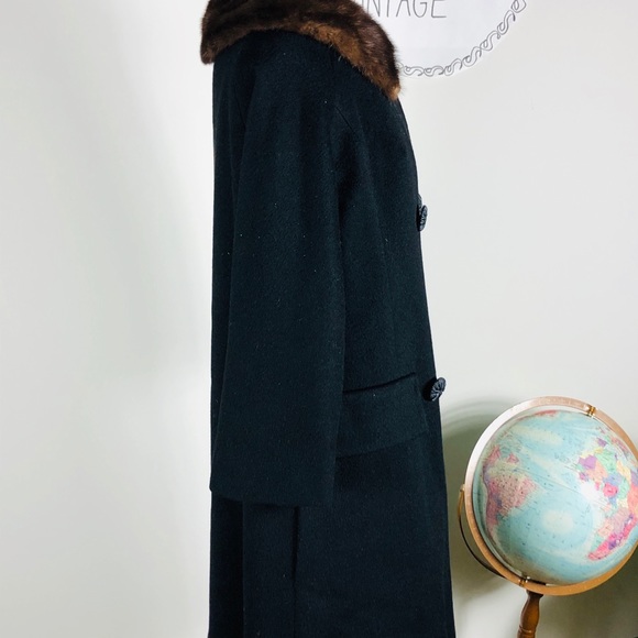 VTG 50's Mink Collar Wool Swing Coat - Picture 9 of 11